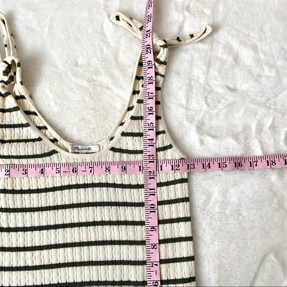 MADEWELL Green And Cream Striped Tie Tank Top XS - Picture 3 of 10